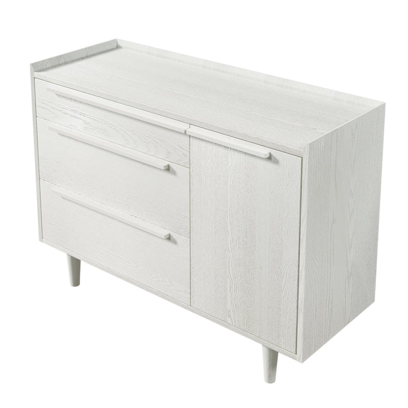 Modern Style Manufactured Wood 3-Drawer Dresser with Solid Wood Legs, White