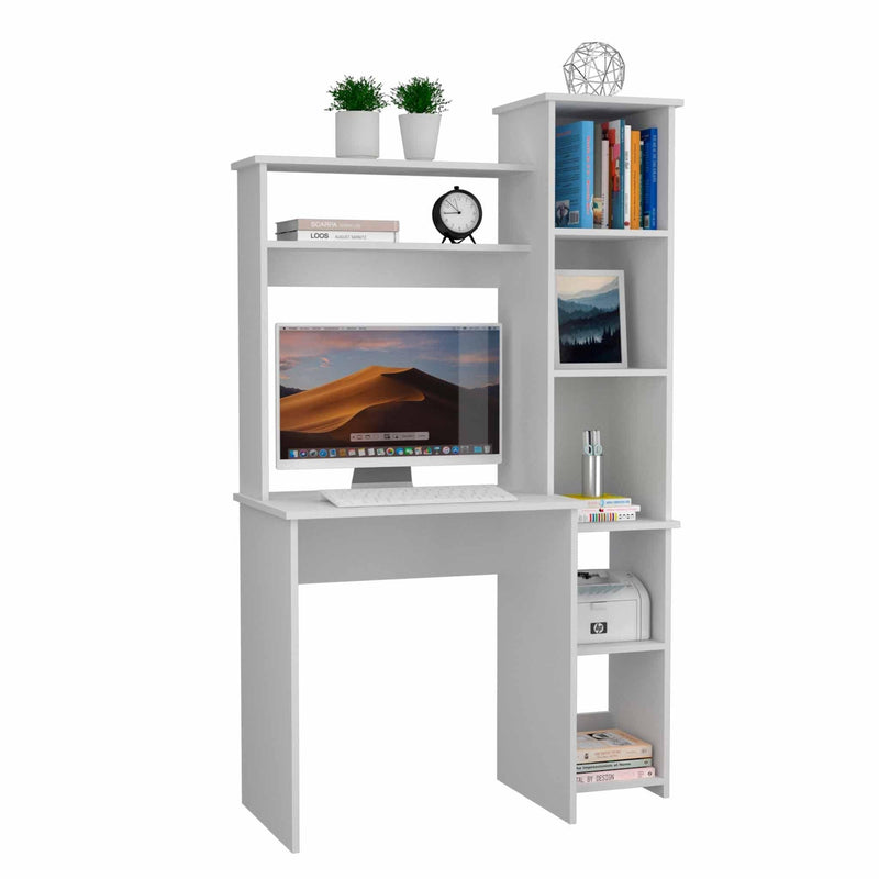 Marston 6-Shelf Writing Desk with Built-in Bookcase White - Urban Living Furniture (Los Angeles, CA)