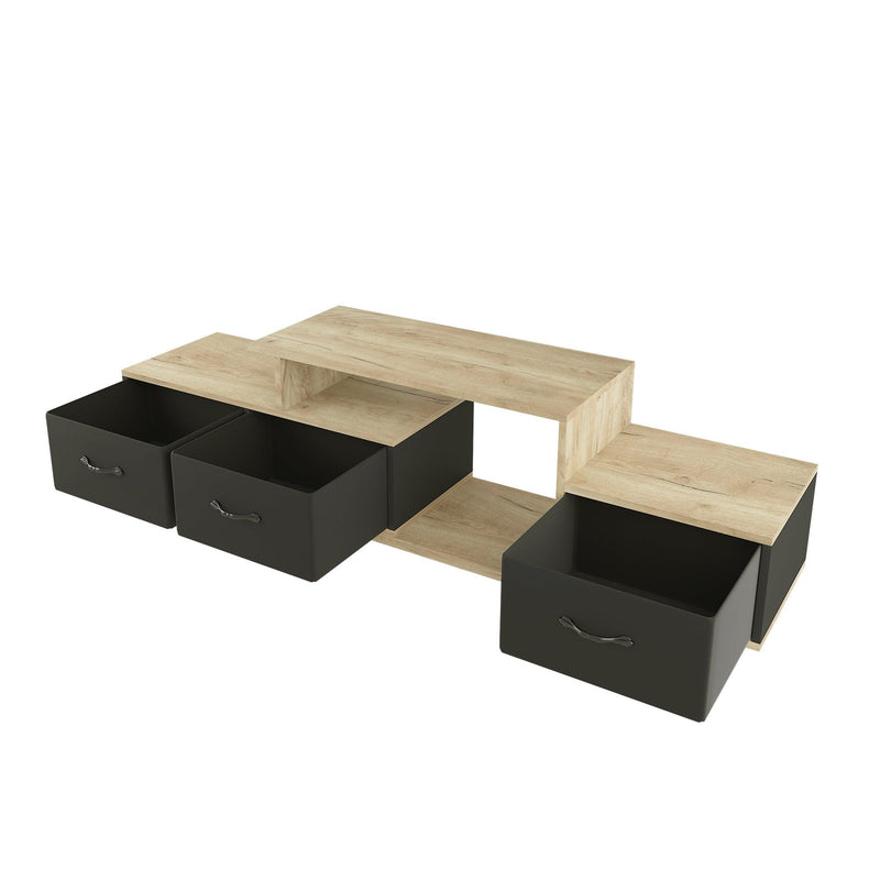 Mordern TV Stand with quick assemble,wood grain and black easy open fabrics drawers for TV Cabinet,can be assembled in Lounge Room, Living Room or Bedroom,High quality furniture - Urban Living Furniture (Los Angeles, CA)