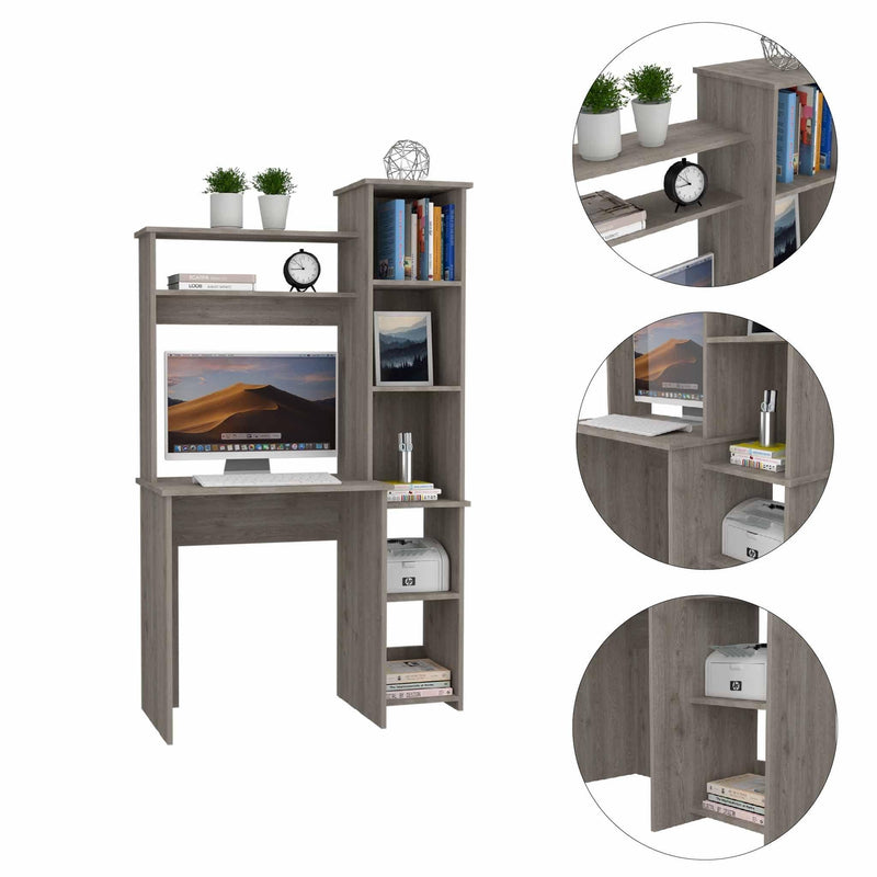 Marston 6-Shelf Writing Desk with Built-in Bookcase Light Grey - Urban Living Furniture (Los Angeles, CA)