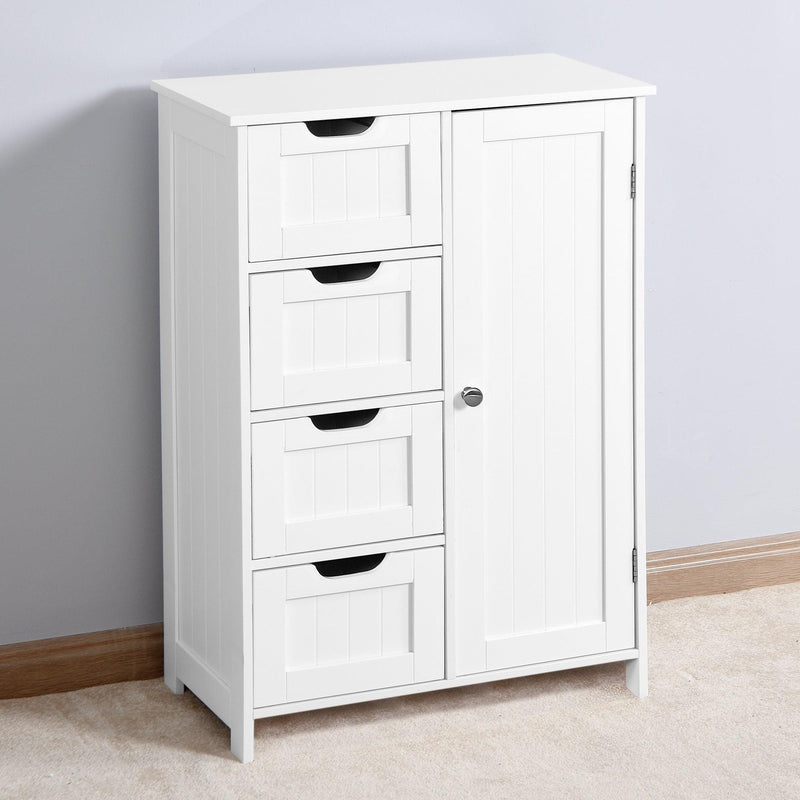 White BathroomStorage Cabinet, Floor Cabinet with Adjustable Shelf and Drawers - Urban Living Furniture (Los Angeles, CA)