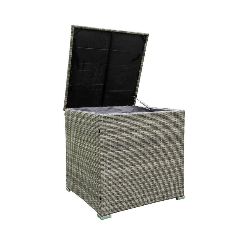 4 Piece Patio Sectional Wicker Rattan Outdoor Furniture Sofa Set withStorage Box Grey