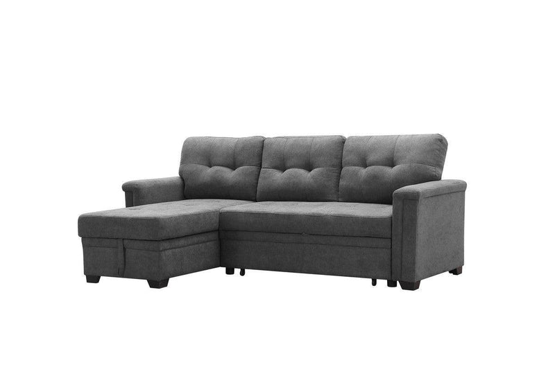 Kinsley Gray Woven Fabric Sleeper Sectional Sofa Chaise with USB Charger and Tablet Pocket - Urban Living Furniture (Los Angeles, CA)