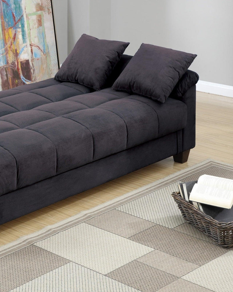 Contemporary Living Room Adjustable Sofa Ebony Microfiber Couch PlushStorage Couch 1pc Futon Sofa w Pillows - Urban Living Furniture (Los Angeles, CA)