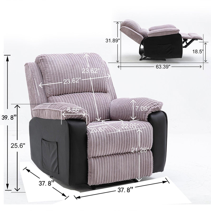 Grey Fabric Recliner Chair  Theater Single Recliner Thick Seat and Backrest, suitable for living room, side bags Electric sofa chair, electric remote control.The angle can adjust freely - Urban Living Furniture (Los Angeles, CA)