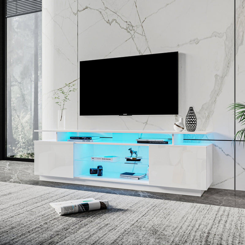 White TV Stand for 80 Inch TV Stands, Media Console Entertainment Center Television Table, 2Storage Cabinet with Open Shelves for Living Room Bedroom - Urban Living Furniture (Los Angeles, CA)