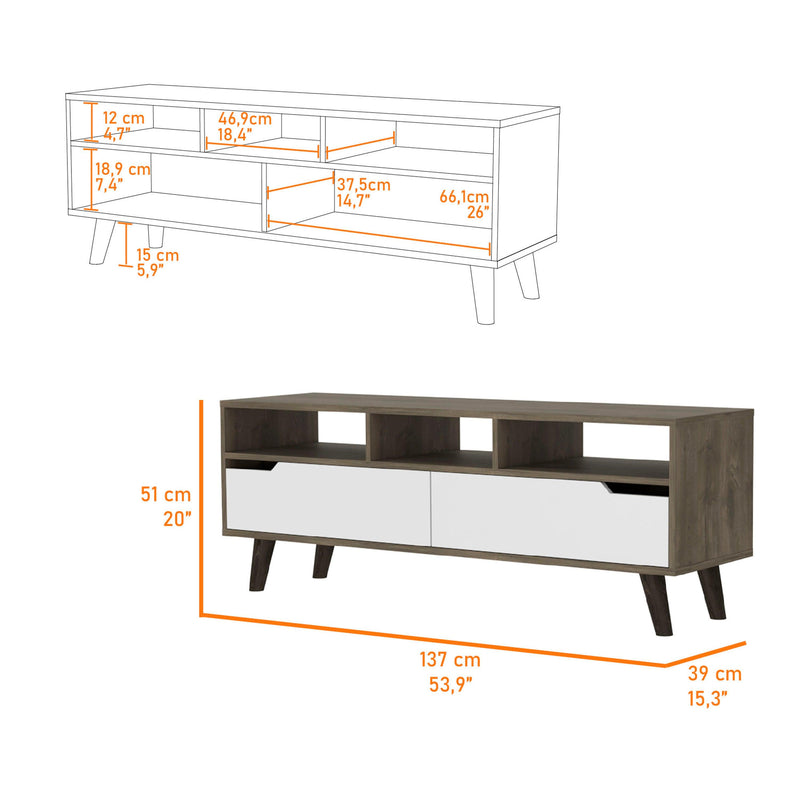 New Haven 2-Drawer 3-Shelf TV Stand Dark Walnut and White - Urban Living Furniture (Los Angeles, CA)