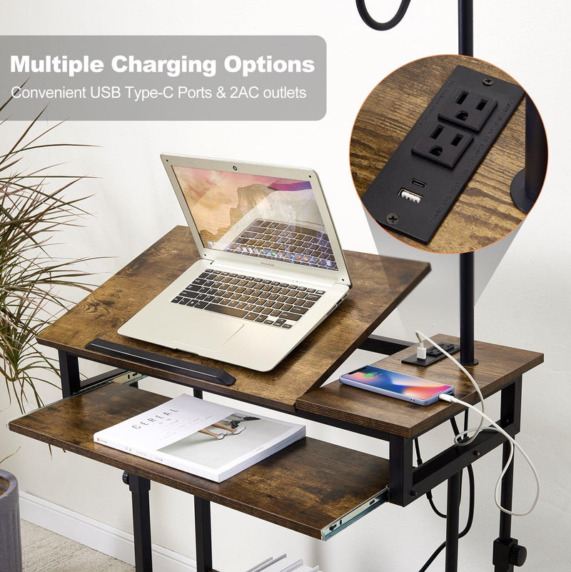 Desk with Floor Lamp, Wheels, Keyboard Tray - Urban Living Furniture (Los Angeles, CA)