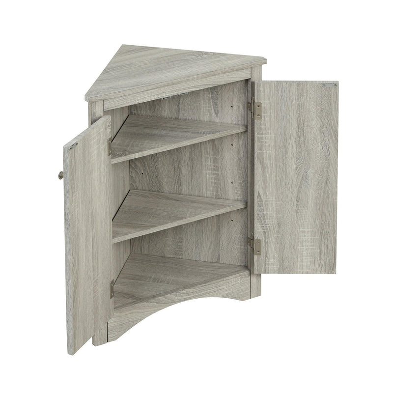 Oak Triangle BathroomStorage Cabinet with Adjustable Shelves, Freestanding Floor Cabinet for Home Kitchen - Urban Living Furniture (Los Angeles, CA)