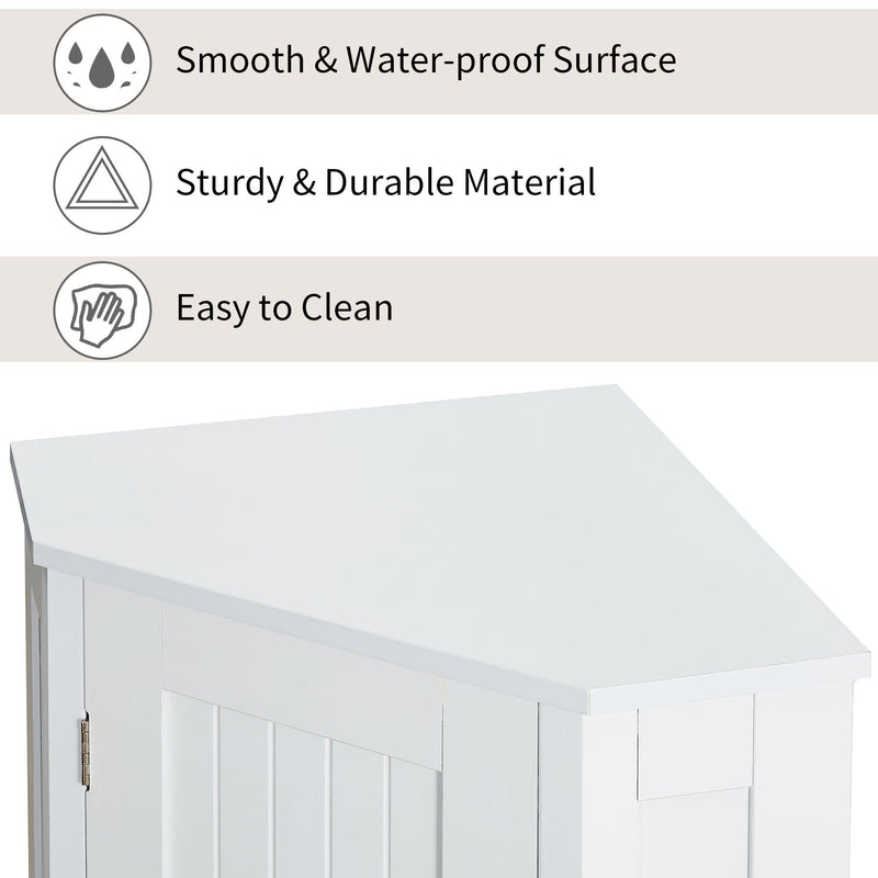 White Bathroom Cabinet Triangle CornerStorage Cabinet with Adjustable ShelfModern Style MDF Board - Urban Living Furniture (Los Angeles, CA)