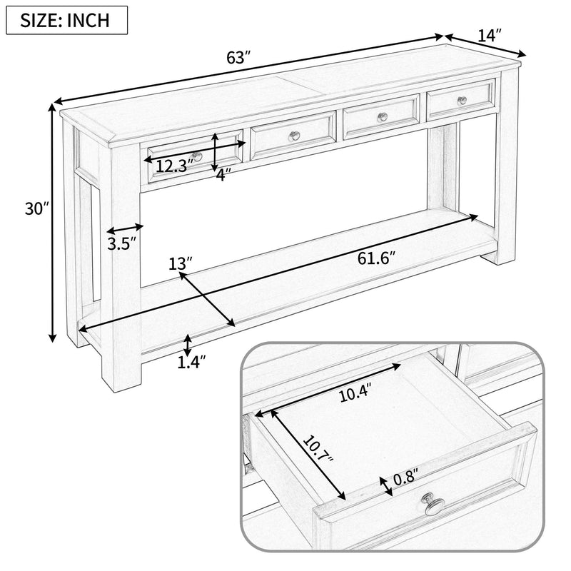 Console Table/Sofa Table withStorage Drawers and Bottom Shelf for Entryway Hallway (Gray Wash) - Urban Living Furniture (Los Angeles, CA)