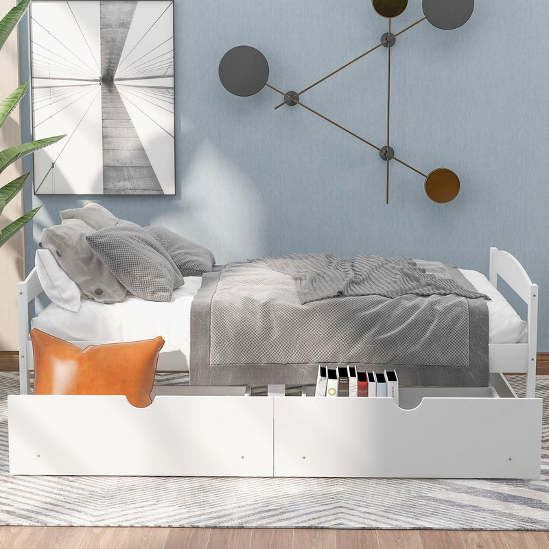 Twin size platform bed, with two drawers, white - Urban Living Furniture (Los Angeles, CA)