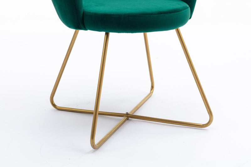 Zen Zone Velvet Accent/Conversation Lounge Chair With Iron Metal Gold Plated Legs, Suitable For Office, Lounge, Living Room, Set of 2, Green - Urban Living Furniture (Los Angeles, CA)