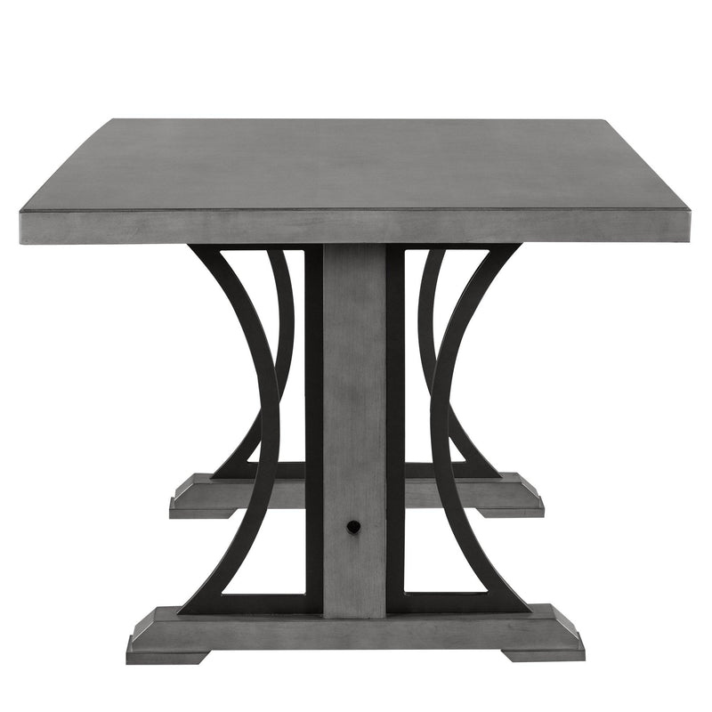 Retro Style Dining Table 78” Wood Rectangular Table, Seats up to 8 (Gray) - Urban Living Furniture (Los Angeles, CA)