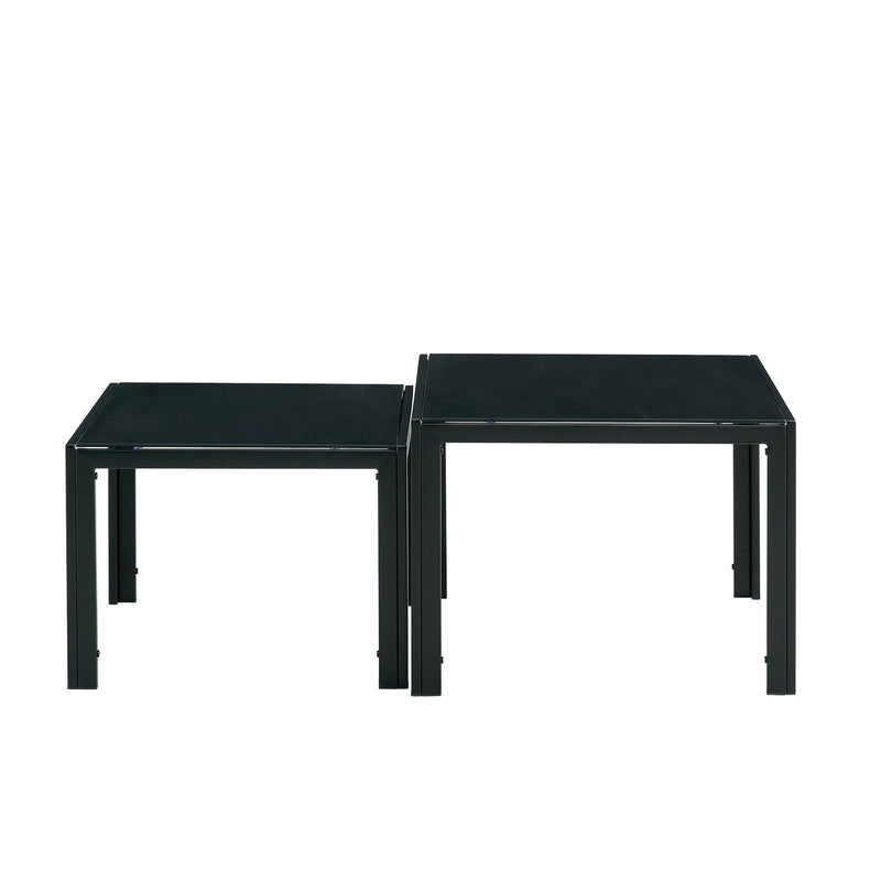 Nesting Coffee Table Set of 2, SquareModern Stacking Table with Tempered Glass Finish for Living Room,Black - Urban Living Furniture (Los Angeles, CA)