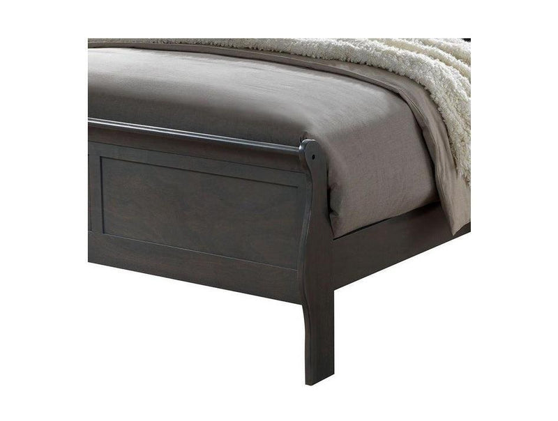 Classic Contemporary Full Size Bed Gray Louis Phillipe Solidwood 1pc Bed Bedroom Sleigh Bed - Urban Living Furniture (Los Angeles, CA)