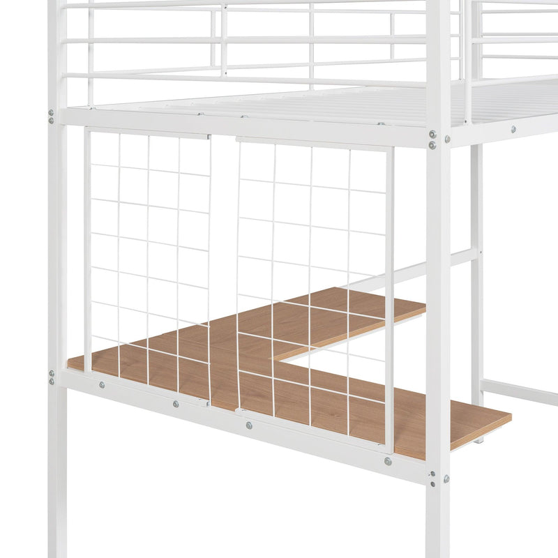 Twin Metal Loft Bed with Desk and Metal Grid,White - Urban Living Furniture (Los Angeles, CA)