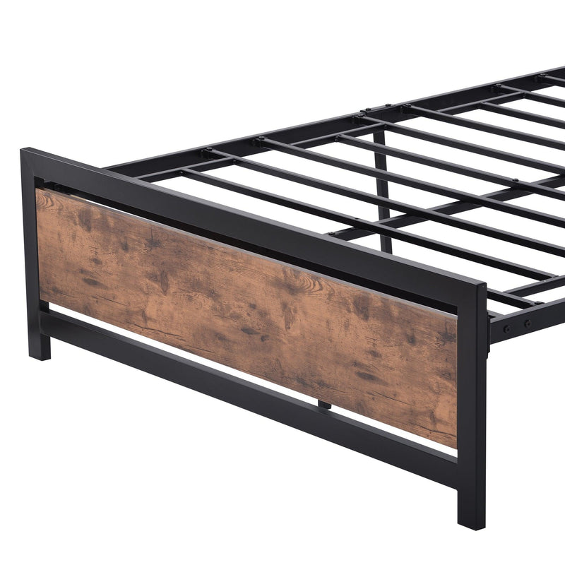 Metal and Wood Bed Frame with Headboard and Footboard ,Full Size Platform Bed ,No Box Spring Needed, Easy to Assemble(BLACK)