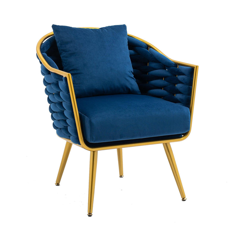 Velvet Accent ChairModern Upholstered Armchair Tufted Chair with Metal Frame, Single Leisure Chairs  for Living Room Bedroom Office Balcony