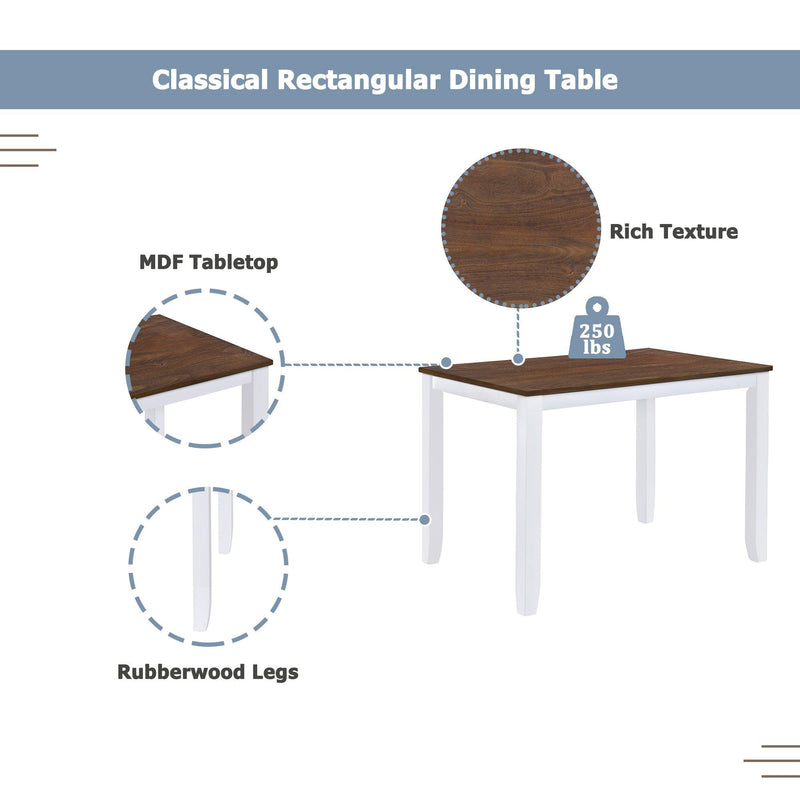 Rustic Minimalist Wood 5-Piece Dining Table Set with 4 X-Back Chairs for Small Places, White - Urban Living Furniture (Los Angeles, CA)