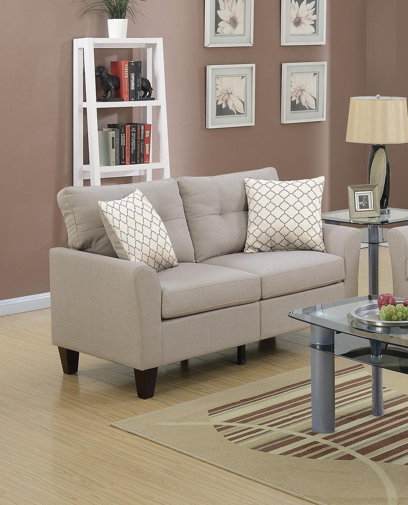 Living Room Furniture 2pc Sofa Set Sofa And Loveseat Beige Glossy Polyfiber Plywood Solid pine - Urban Living Furniture (Los Angeles, CA)