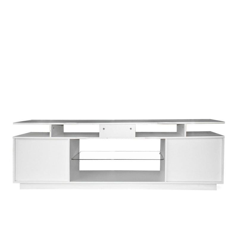White TV Stand for 80 Inch TV Stands, Media Console Entertainment Center Television Table, 2Storage Cabinet with Open Shelves for Living Room Bedroom