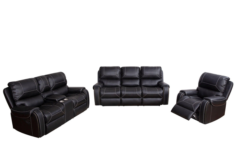 Faux Leather Reclining Sofa Couch Single Chair for Living Room Black