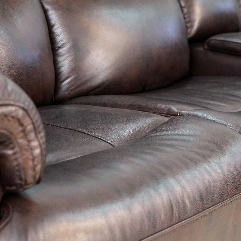 Timo Top Grain Leather Power Reclining Sofa | Adjustable Headrest | Big Size | Cross Stitching