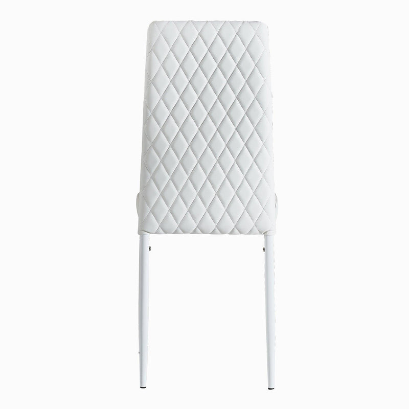 WhiteModern minimalist dining chair fireproof leather sprayed metal pipe diamond grid pattern restaurant home conference chair set of 4 - Urban Living Furniture (Los Angeles, CA)