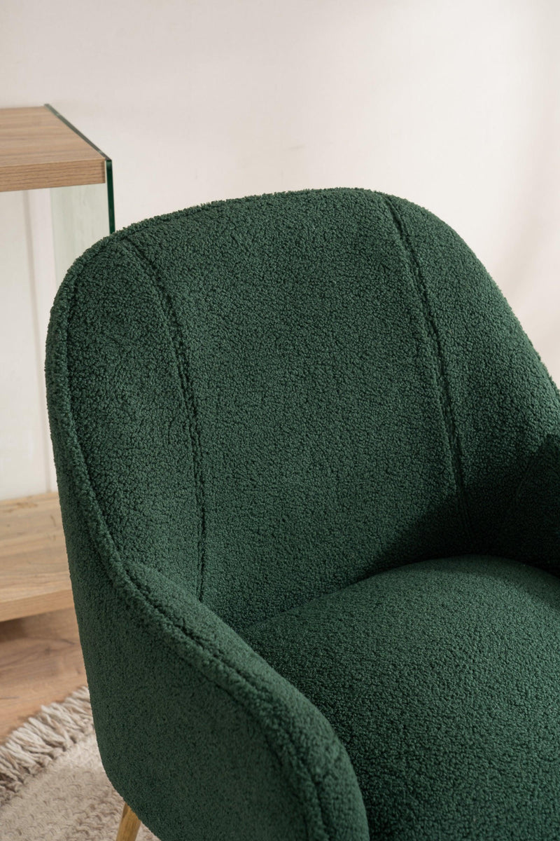 Modern Soft Green Teddy fabric White Ergonomics Accent Chair Living Room Chair Bedroom Chair Home Chair With Gold Legs And Adjustable Legs For Indoor Home