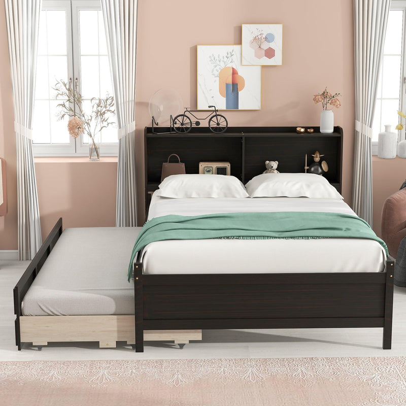 Full Bed with Bookcase,Twin Trundle,Drawers,Espresso - Urban Living Furniture (Los Angeles, CA)