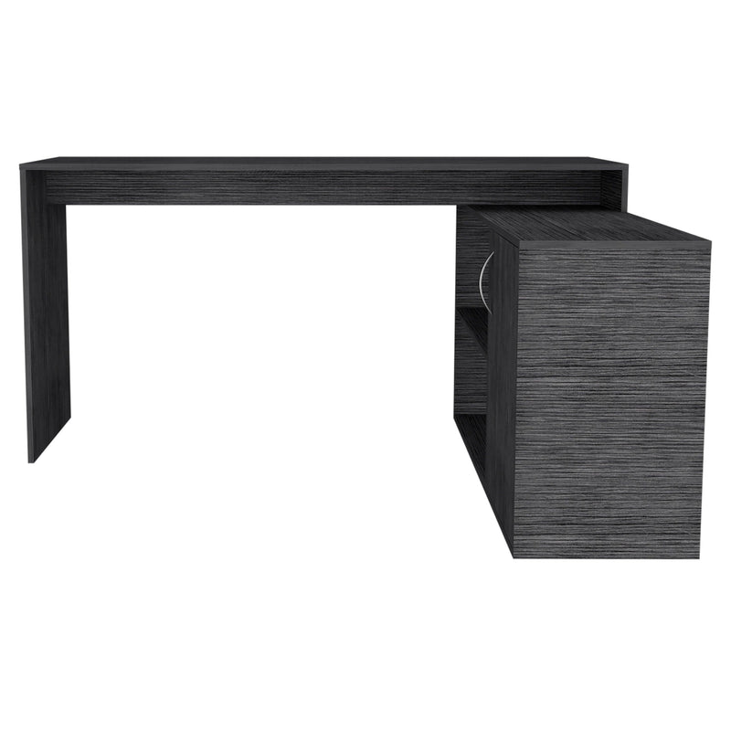 Lyncliff 1-Drawer 2-Shelf L-Shaped Office Desk Smokey Oak - Urban Living Furniture (Los Angeles, CA)