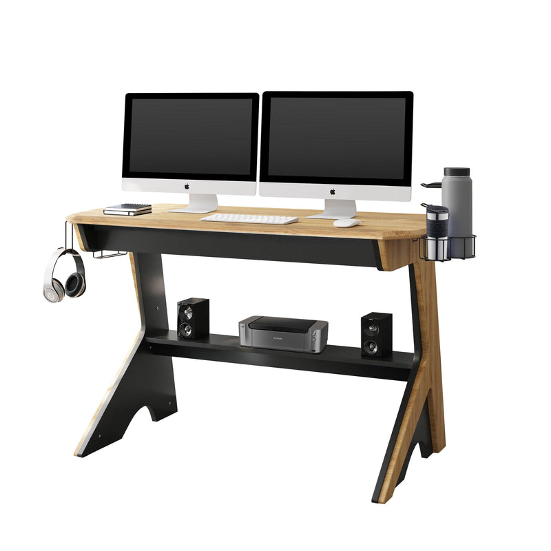 Techni Mobili Home Office Computer Writing Desk Workstation  with  Two Cupholders and a Headphone Hook- Pine - Urban Living Furniture (Los Angeles, CA)