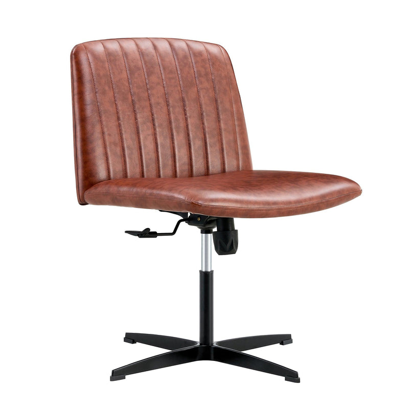 Office chair Brown PU Material. Home Computer Chair Office Chair Adjustable 360 °Swivel Cushion Chair With Black Foot Swivel Chair Makeup Chair Study Desk Chair. No Wheels - Urban Living Furniture (Los Angeles, CA)