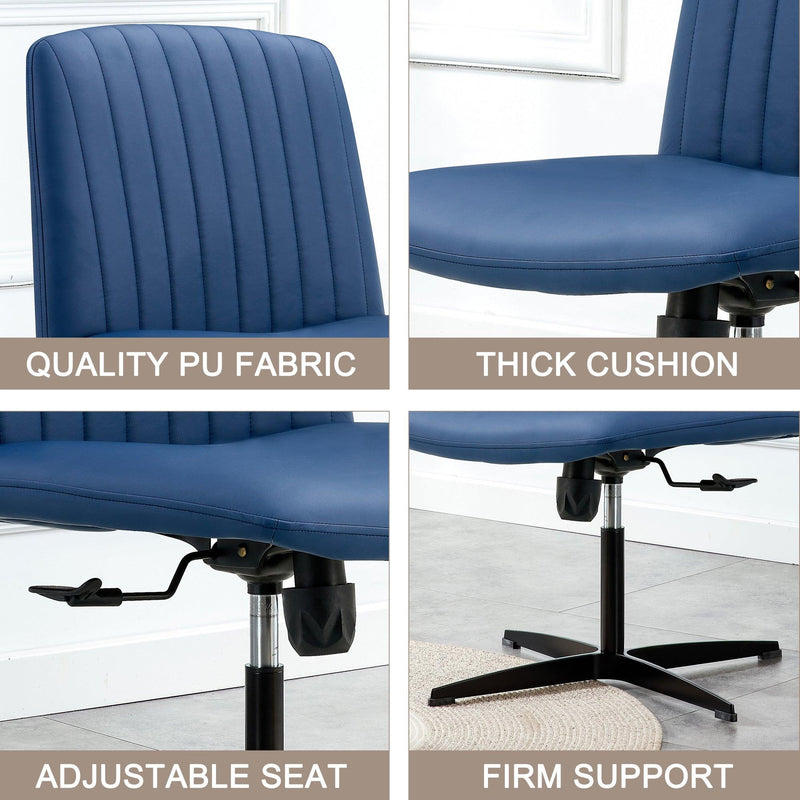 Office chair swivel chair Blue PU Material. Home Computer Chair Office Chair Adjustable 360 °Swivel Cushion Chair With Black Foot Swivel Chair Makeup Chair Study Desk Chair. No Wheels - Urban Living Furniture (Los Angeles, CA)