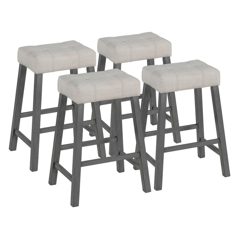 5-Piece Dining Table Set, Counter Height Dining Furniture with a Rustic Table and 4 Upholstered Stools for Kitchen, Dining Room (Gray) - Urban Living Furniture (Los Angeles, CA)