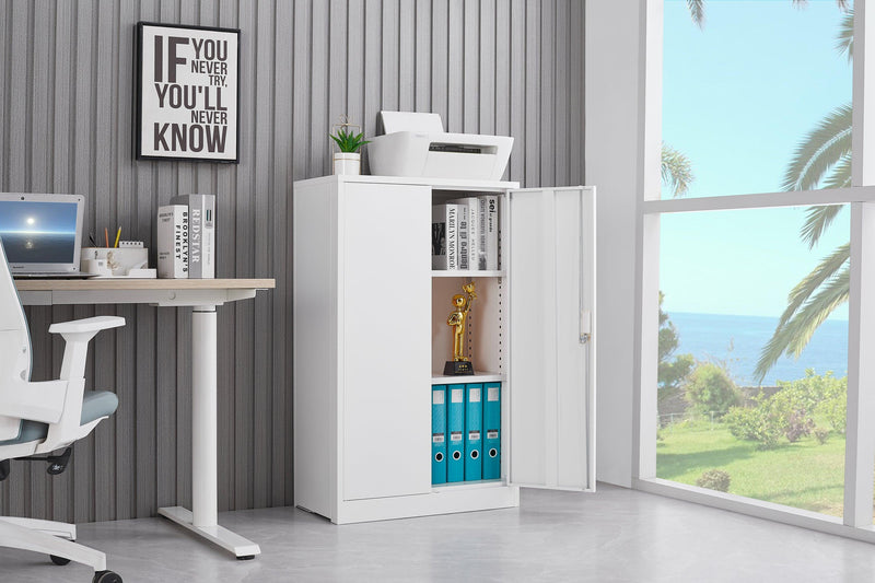 MetalStorage Cabinet with Locking Doors and Adjustable Shelf, Folding FilingStorage Cabinet , FoldingStorage Locker Cabinet for Home Office,School,Garage, White - Urban Living Furniture (Los Angeles, CA)