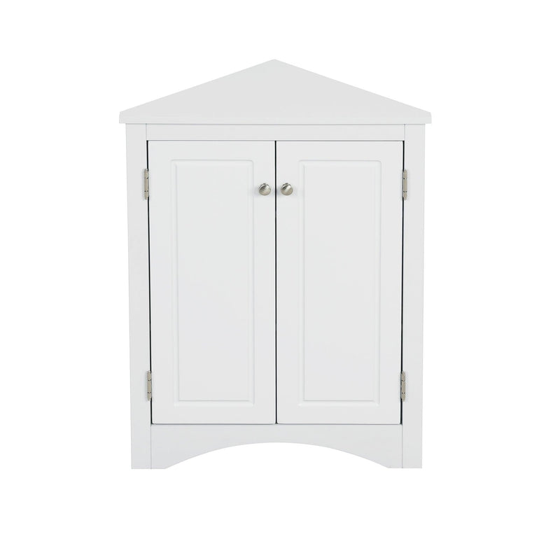 White Triangle BathroomStorage Cabinet with Adjustable Shelves, Freestanding Floor Cabinet for Home Kitchen - Urban Living Furniture (Los Angeles, CA)