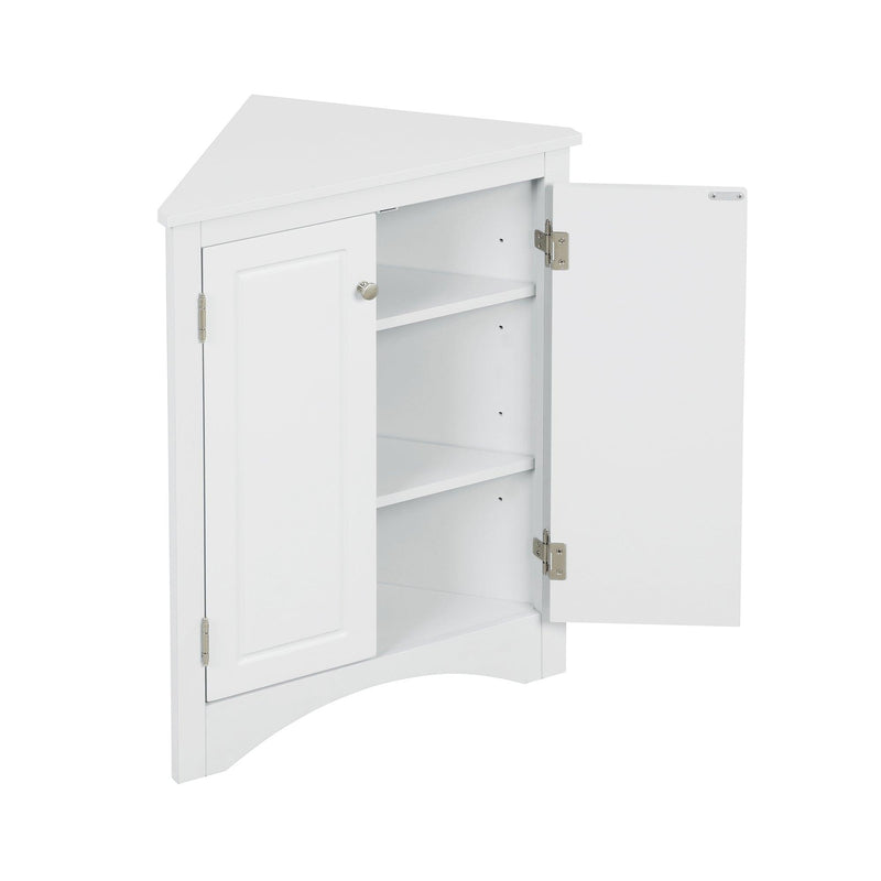 White Triangle BathroomStorage Cabinet with Adjustable Shelves, Freestanding Floor Cabinet for Home Kitchen - Urban Living Furniture (Los Angeles, CA)