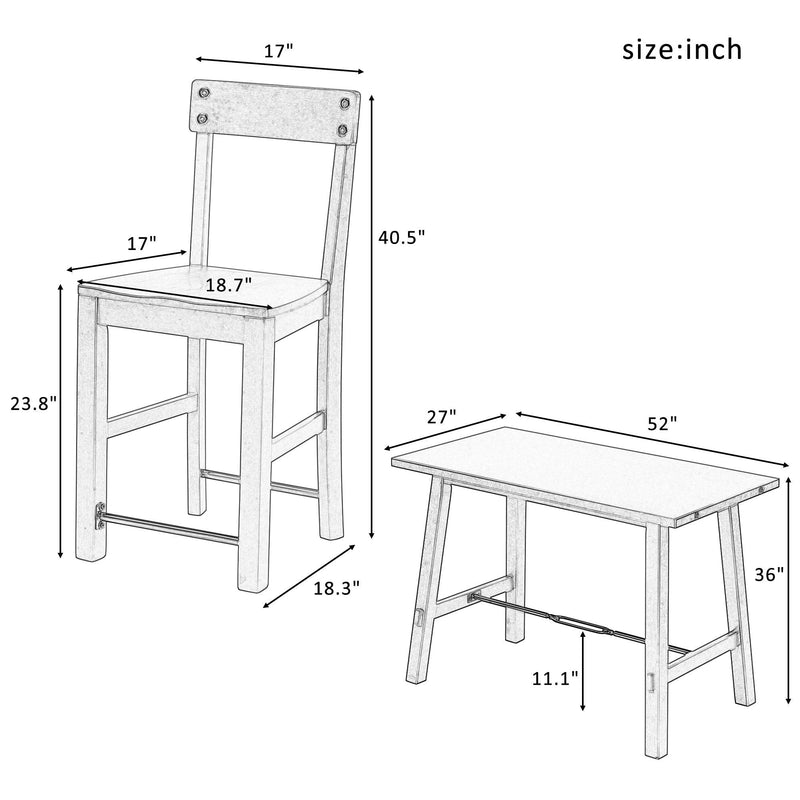 Minimalist industrial Style 5-Piece Counter Height Dining Table Set Solid Wood & Metal Dining Table with Four Chairs for Small Space (Espresso) - Urban Living Furniture (Los Angeles, CA)