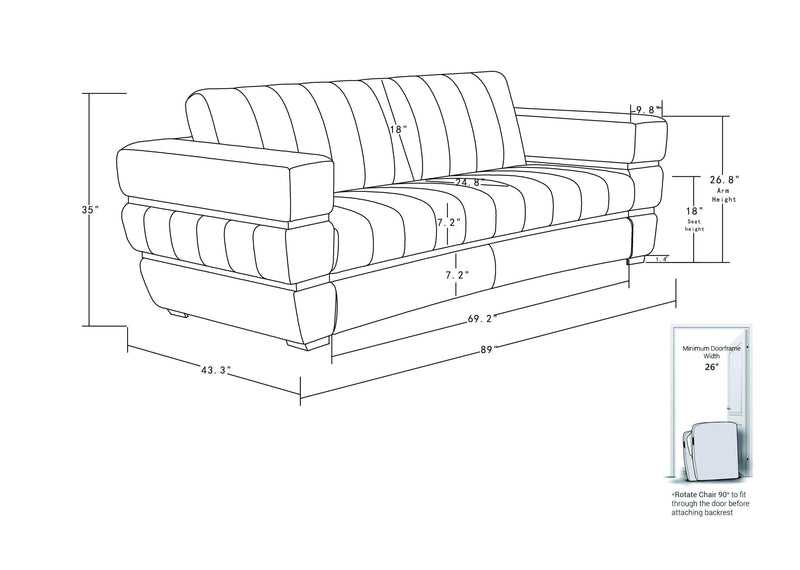 Global United Top Grain Italian Leather  Sofa - Urban Living Furniture (Los Angeles, CA)