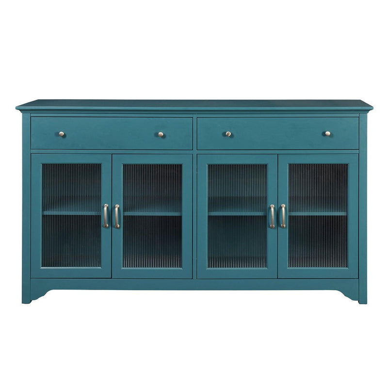 68” TV Console,Storage Buffet Cabinet, Sideboard with Glass Door and Adjustable Shelves, Console Table for Dining Living Room Cupboard, Teal Blue - Urban Living Furniture (Los Angeles, CA)