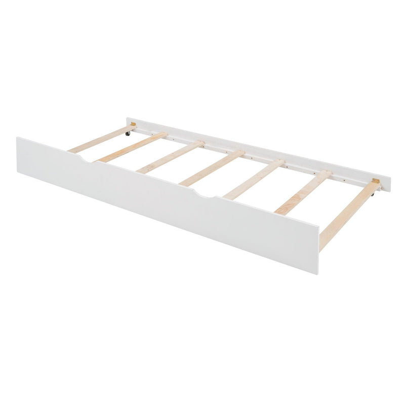 Full Size House Bed Wood Bed with  Twin Size Trundle ( White ) - Urban Living Furniture (Los Angeles, CA)