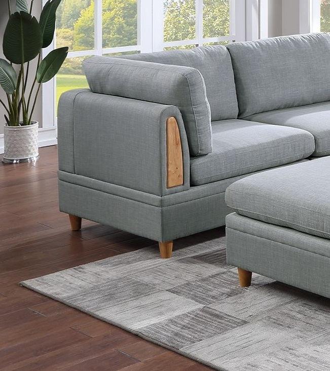 Living Room Furniture Corner Wedge Light Grey Dorris Fabric 1pc Cushion Wedge Sofa Wooden Legs - Urban Living Furniture (Los Angeles, CA)