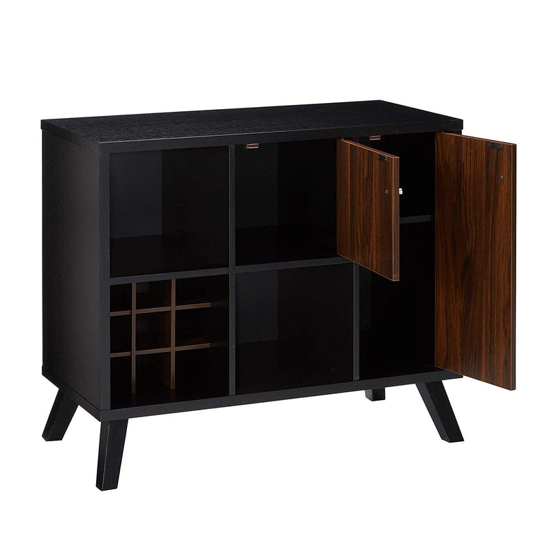 Wooden Wine BarStorage Cabinet with 2 door cabinet andStorage Cubes, Black And Brown - Urban Living Furniture (Los Angeles, CA)