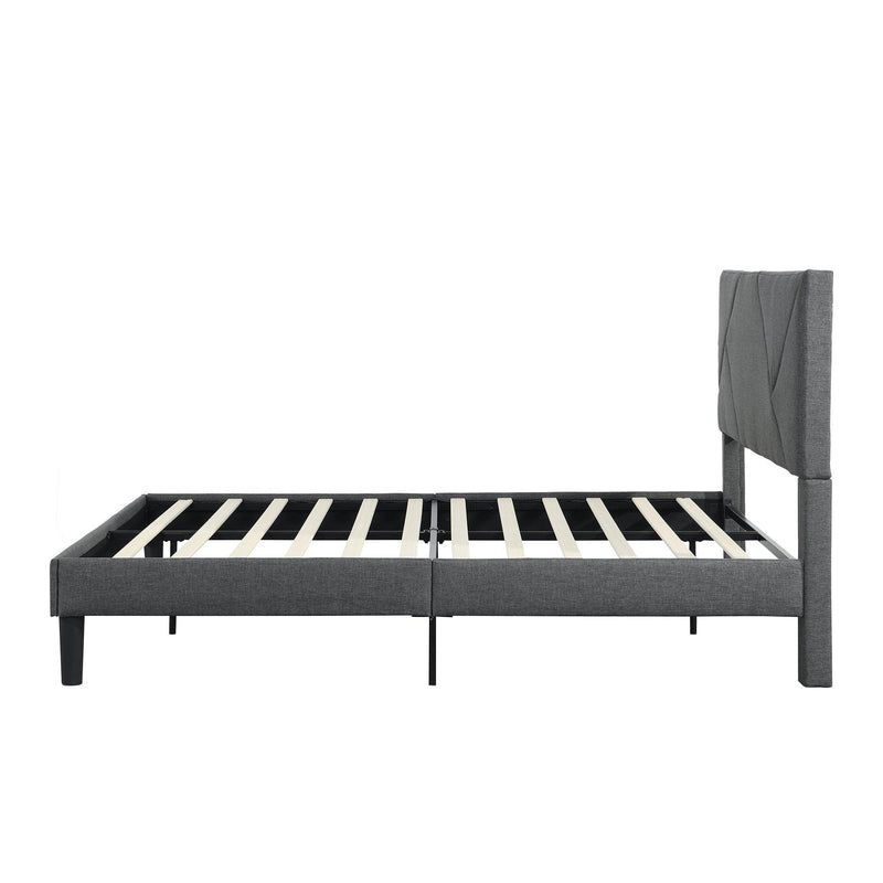 Queen Size Upholstered Platform Bed Frame with Headboard, Strong Wood Slat Support, Mattress Foundation, No Box Spring Needed, Easy Assembly, Gray - Urban Living Furniture (Los Angeles, CA)