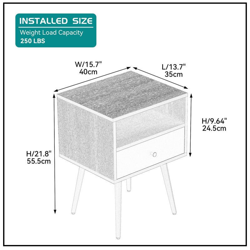 UpdateModern Nightstand with 1Drawers, Suitable for Bedroom/Living Room/Side Table (Dark Grey) - Urban Living Furniture (Los Angeles, CA)