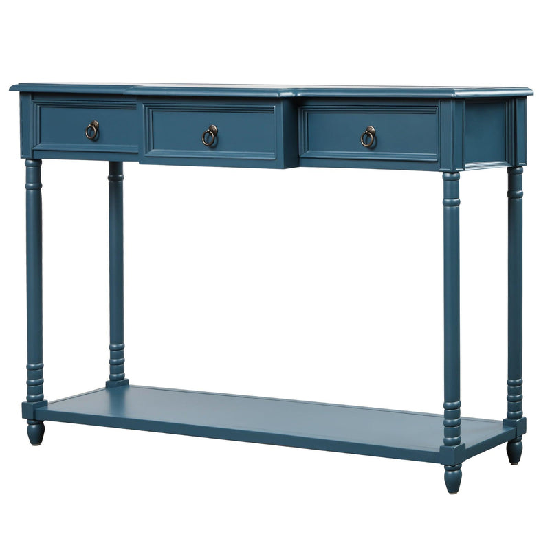 Console Table Sofa Table with Drawers for Entryway with Projecting Drawers and Long Shelf (Antique Navy) - Urban Living Furniture (Los Angeles, CA)