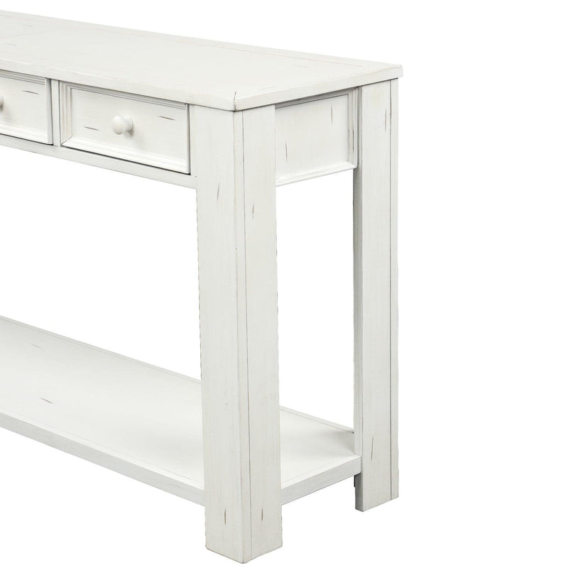 Console Table for Entryway Hallway Sofa Table withStorage Drawers and Bottom Shelf ( Antique White) - Urban Living Furniture (Los Angeles, CA)