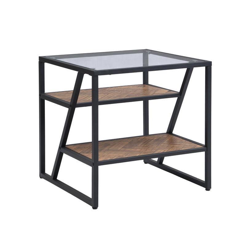 Black Side Table, End Table withStorage Shelf, Tempered Glass Coffee Table with Metal Frame for Living Room&Bed Room - Urban Living Furniture (Los Angeles, CA)